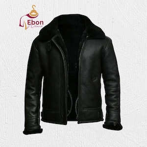 Ultimate B3 Bomber Jacket – Men’s RAF Aviator WW2 Black Sheepskin Leather Flying Coat | Real Leather