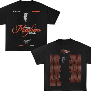 Mayhem Tour Tshirt, 2 sided Design Tee, Lady gaga Shirt, Pop Music Lover Shirt, Gift for Little Monster, Mayhem Shirt