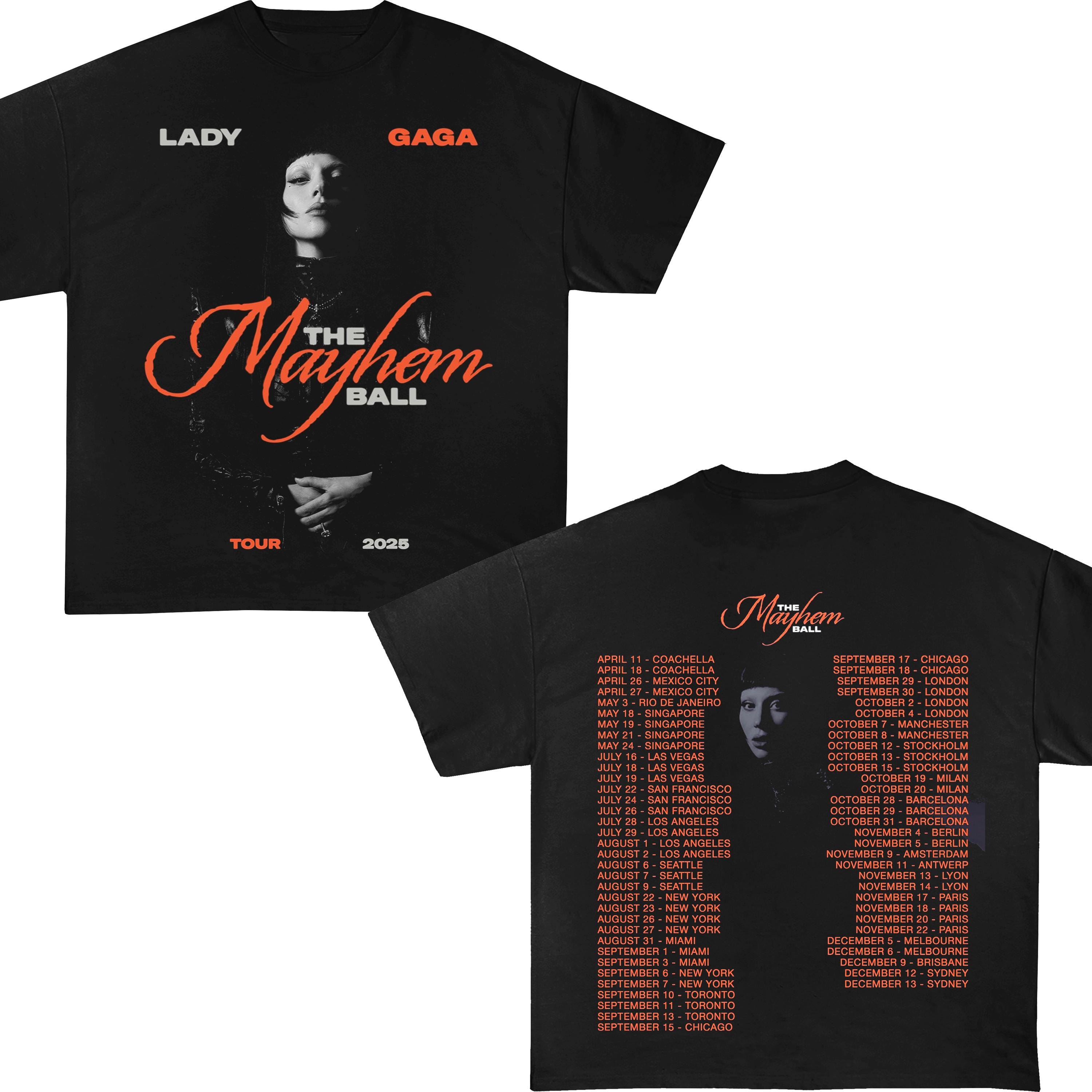 Mayhem Tour Tshirt, 2 sided Design Tee, Lady gaga Shirt, Pop Music Lover Shirt, Gift for Little Monster, Mayhem Shirt