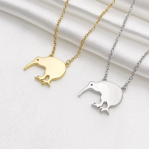 Dainty 18K Gold Kiwi Bird Necklace: Minimalist New Zealand Jewelry