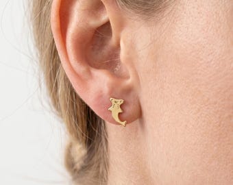 Hammerhead Shark Stud Earrings, Kawaii Shark Studs, Gold or Silver, Smiling Fish Earrings, Ocean Animal Jewelry, Minimalist Sea Lover Gift