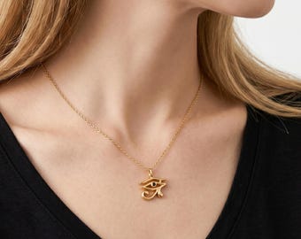 Eye of Horus Necklace, Egyptian Spiritual Necklace, Evil Eye Pendant, Protection Jewelry, Ancient Egypt Inspired Charm