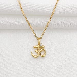 Om Necklace, Dainty Aum Necklace, Tiny Ohm Symbol Pendant, Yoga Meditation Charm, Elegant Spiritual Jewelry, Yoga Teacher Gift