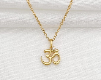 Om Necklace, Dainty Aum Necklace, Tiny Ohm Symbol Pendant, Yoga Meditation Charm, Elegant Spiritual Jewelry, Yoga Teacher Gift