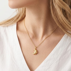3D Croissant Necklace Gold or Silver, Dainty Food Themed Jewelry, French Pastry Pendant, Paris Charm Necklace, Gift for Baker or Pastry Chef