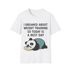T-shirt panda pour la journée de repos dans la salle de sport, t-shirt d&#39;entraînement amusant, chemise fitness humoristique, cadeau pour les amateurs de sport, vêtements d&#39;entraînement mignons