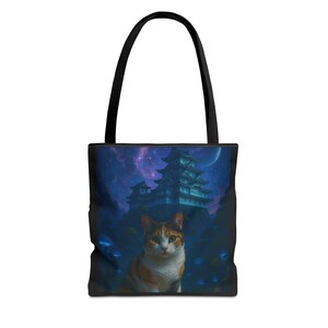 Cat-Themed Tote Bag, Stylish Cat Lover&#39;s Bag, Eco-Friendly Shopping Tote, Perfect Gift for Animal Lovers, AOP Design