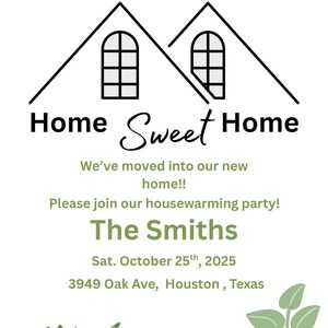 Housewarming Party Invitation Digital Template