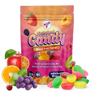 SweetBlissMix 2lbs Assorted Hard Candy Individually Wrapped - Premium Tropical Fruit Hard Candy Bag, Colorful - Bulk Old Fashioned Candy