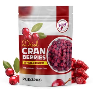SweetBlissMix 2lbs Dried Cranberries - Soft, Moist & Sweetened Sliced Cranberries Dried Fruit in Resealable Bag - Sweet and Healthy Snack