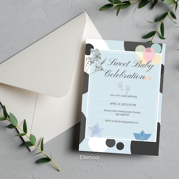 Baby Shower Invitation | Editable Pink Floral Canva Template | Printable Digital  Download