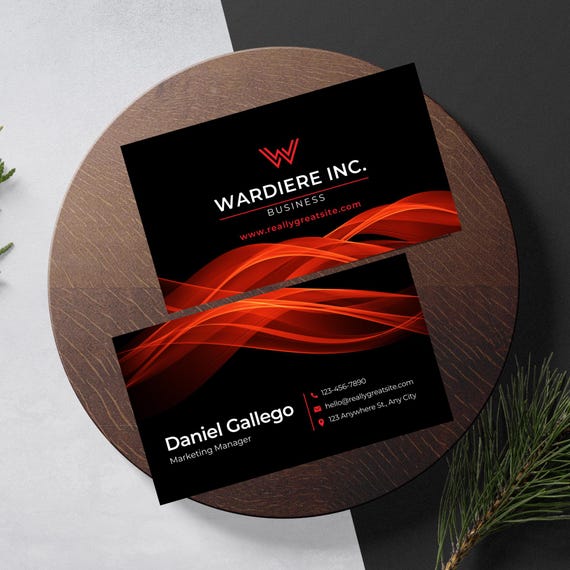 Black and Red Abstract Business Card