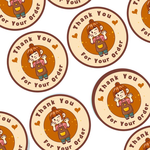 Yellow Illustrative Thank You Circle Sticker