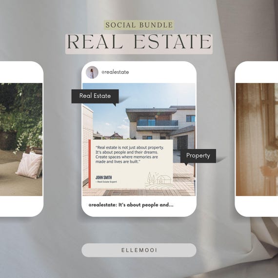 Real Estate Social Media Kit | Canva Editable Realtor Templates | Instagram Post Set for Realtors |  Marketing Bundle