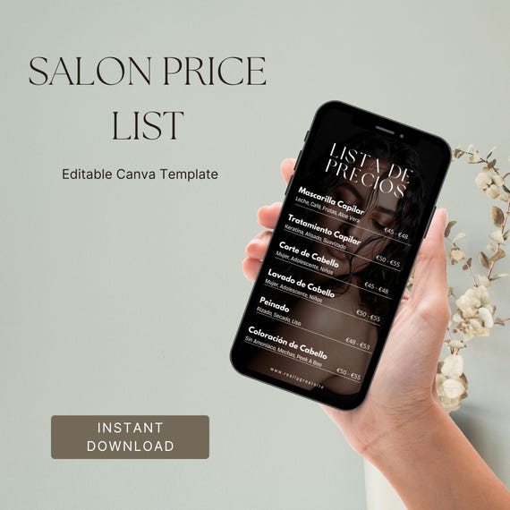Black Modern Beauty Salon Price List