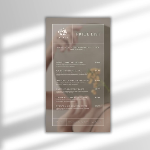Neutral Beige Skincare Price List