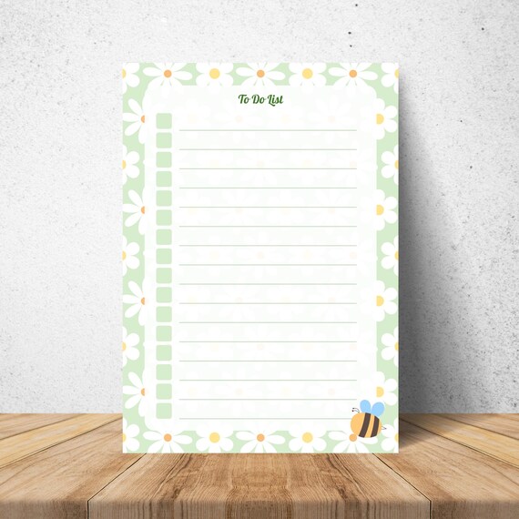 Green and White Floral To Do List Planner A4