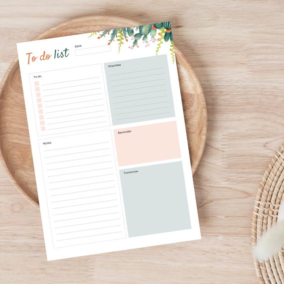 Green and Orange Floral To Do List A4