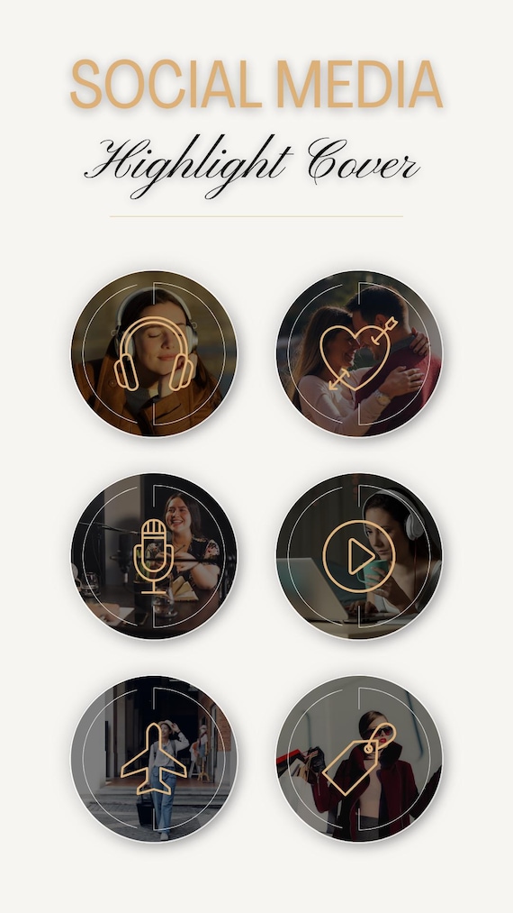 Chic Beige and Black Instagram Icons for Highlight Covers