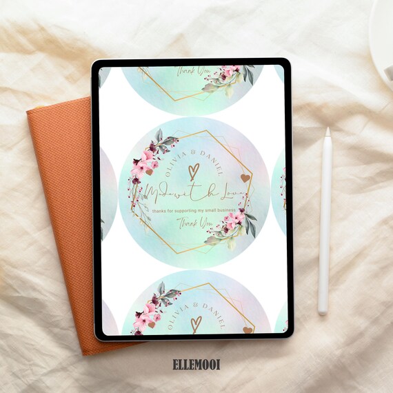 Thank You Sticker Label Template | Editable Round Canva Label | Small Business Label