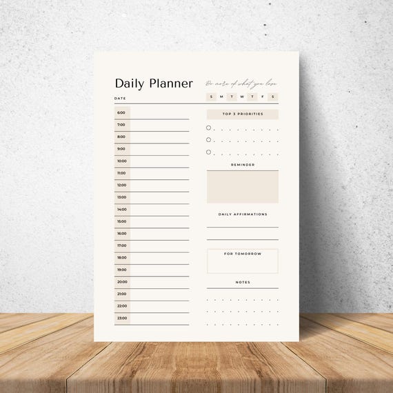 Beige Minimalist Daily Planner