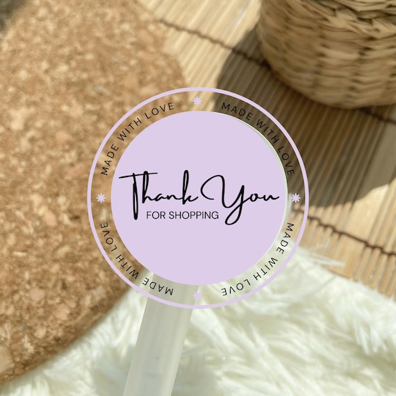 Purple White Black  Thank You Round Sticker
