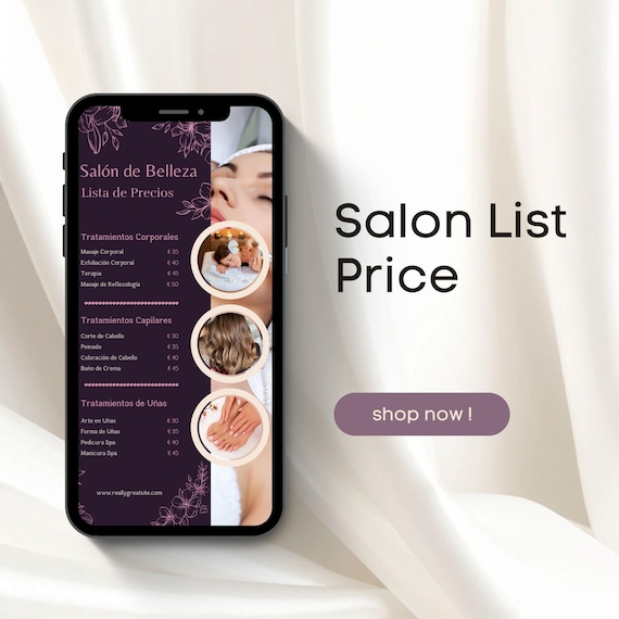 Purple and Pink Beauty Salon Price List
