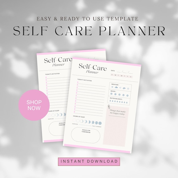 Self-Care Planner  |  Editable Canva Wellness & Habit Tracker