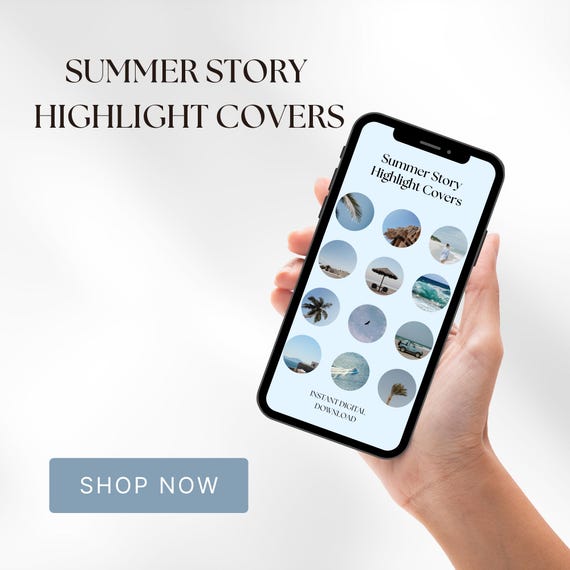 Light Blue Instagram Highlight Covers: Minimal Summer Story Icons (Digital Download)
