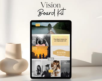 Editable Vision Board Kit Goal Planner Printable Canva Template Digital Download