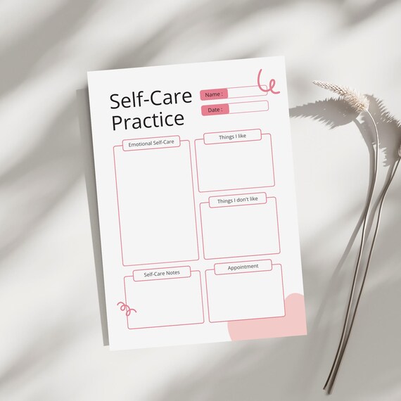 Pink and Beige Self Care Planner A4