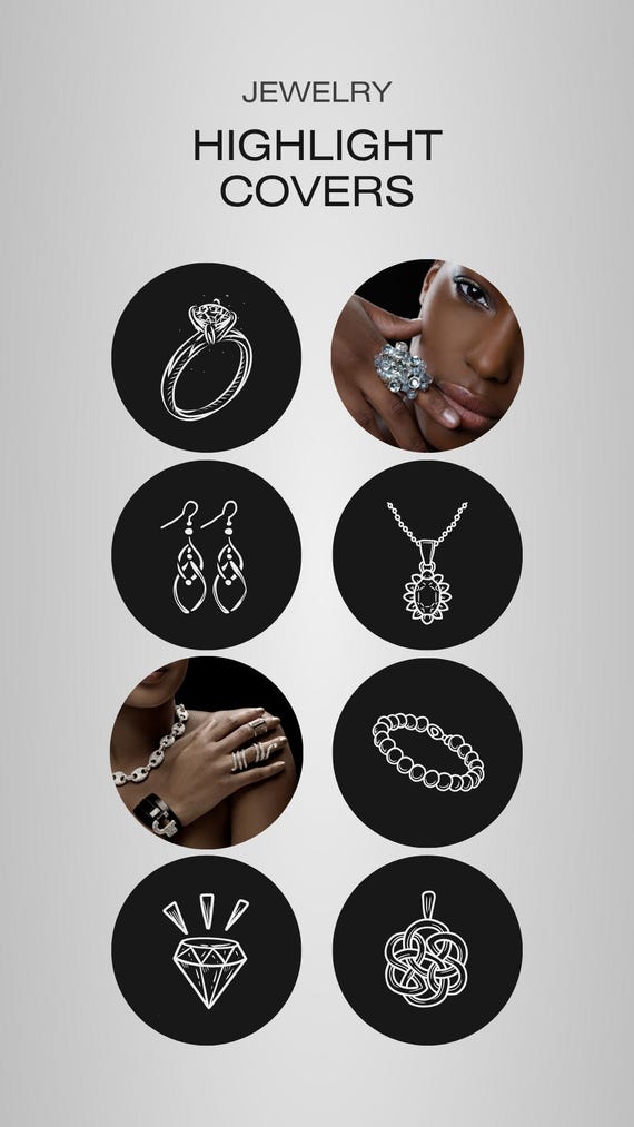 Black & White Jewelry Instagram Highlight Covers
