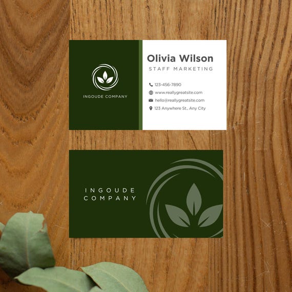Green and White Marketing Business Card