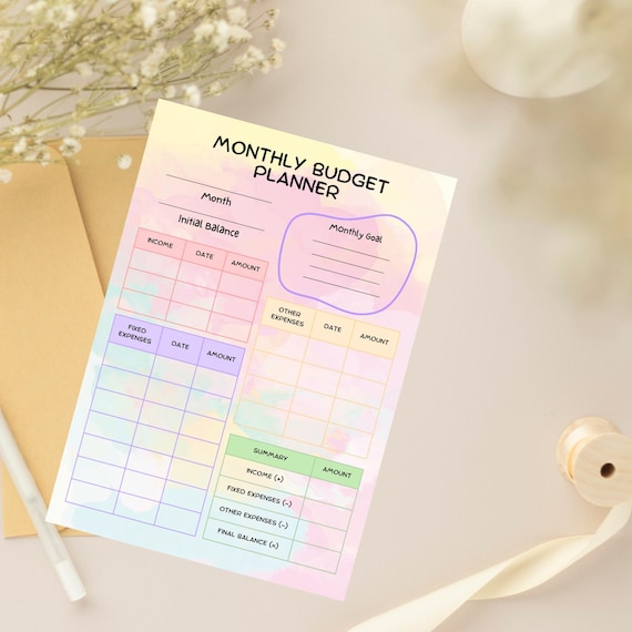 Colorful Monthly Budget Planner