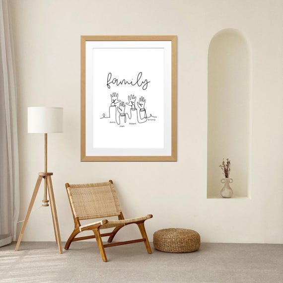 Black & White Family Member Names Print