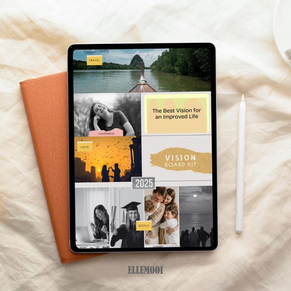 Vision Board Kit Template |  Editable Canva Goal Planner  | Digital Download
