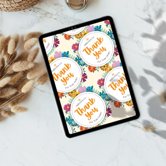 Yellow Illustrative Thank You Circle Sticker