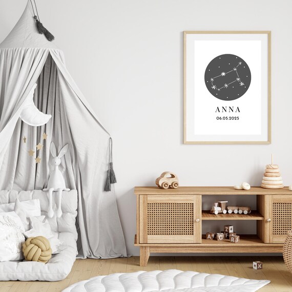 Gemini Zodiac Constellation Nursery Print | Digital Download