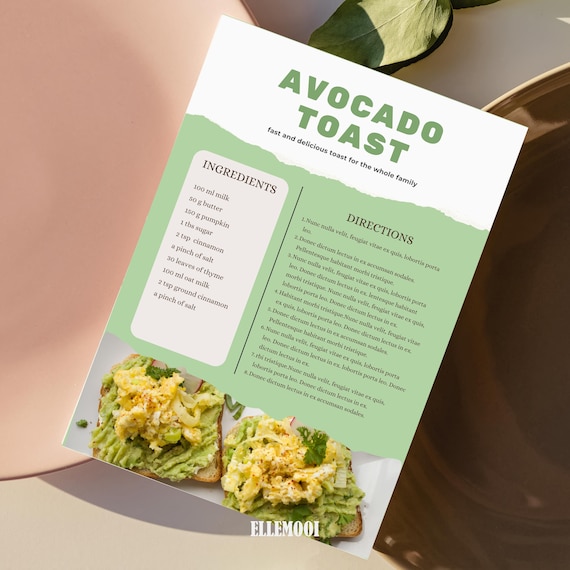Recipe Card Template | Editable Canva Cooking Sheet | Printable A5/A4 Meal Planner  | Instant Download