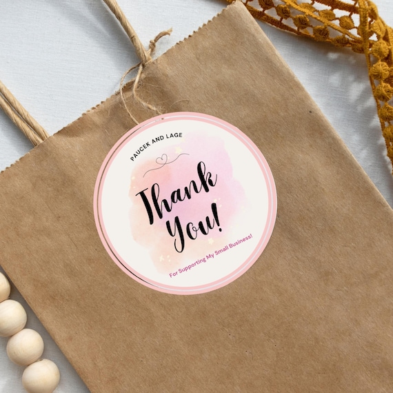 Pink & Grey Minimalist Thank You Label