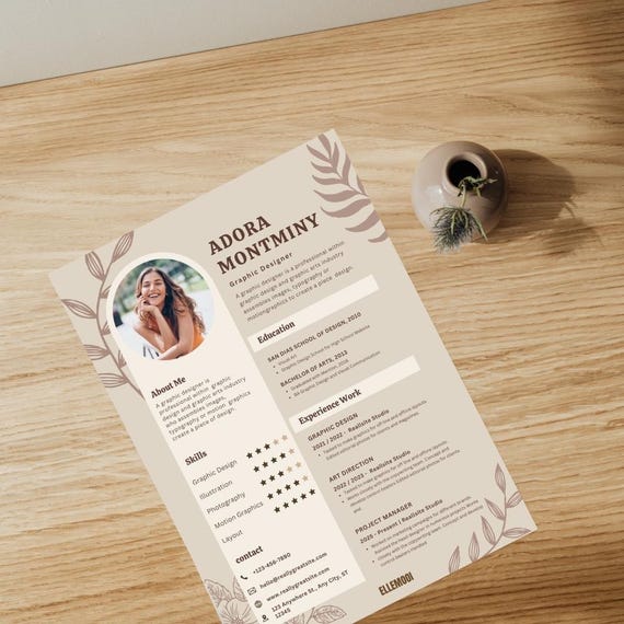 Modern Resume Template | Editable Canva CV | Professional Printable Design