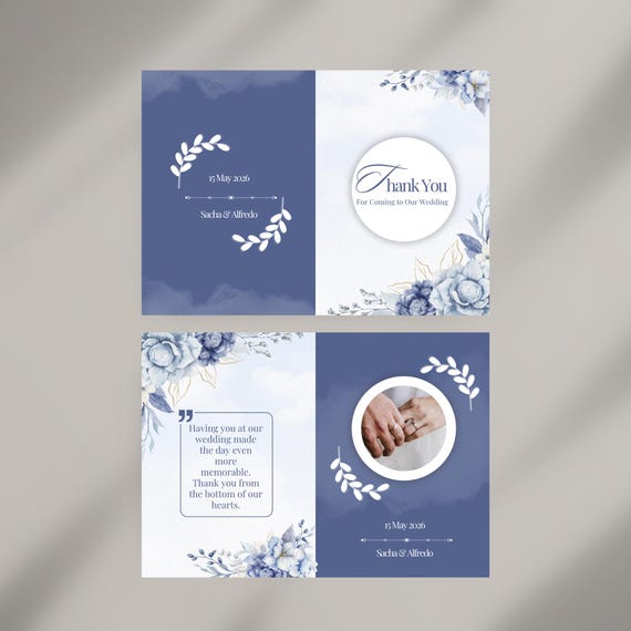 Chic Blue and White Wedding Card