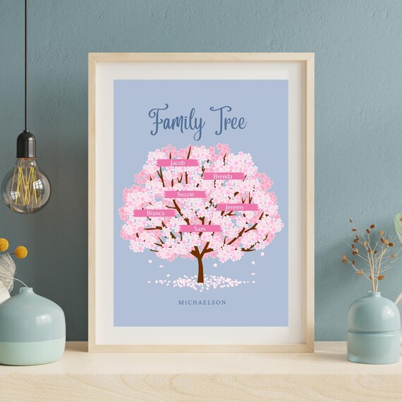 Cherry Blossom Family Tree Print | Digital Download