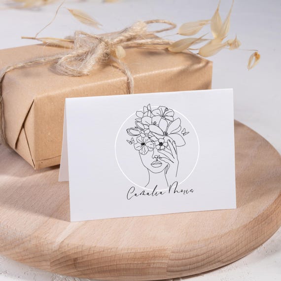 Neutral Line Art Floral Woman Logo