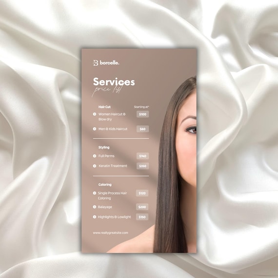 Brown and Beige Hairstylist Price List