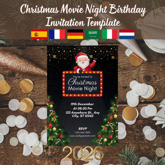 Christmas Movie Night Invitation