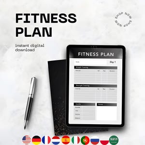 Men's Fitness Planner | Workout Tracker, Meal Log (Digital Download)