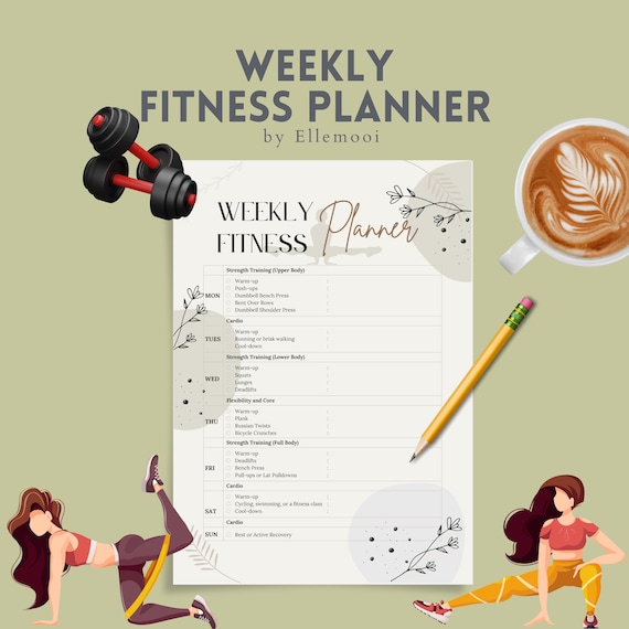 Weekly Fitness Planner Template | Canva Editable Workout & Health Tracker | Printable PDF | Instant Download