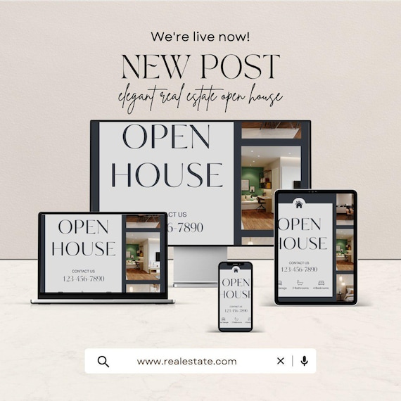 Elegant Real Estate Open House Flyer | Editable Canva Template | Printable Digital Download