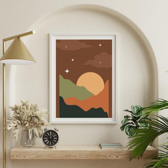 Modern Boho Poster Wall Art , Neutral Printable Decor